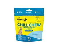 RESCUE® Pet Chill + Chew Dental Sticks for Dogs, 7 Sticks - Calming support with natural Chamomile, Lemon Balm & Valerian - Supports Oral Health, Helps Soothe Stress & Anxiety - Salmon Flavour
