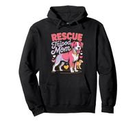 Rescue Tripod Dog Mom Three Legged Identity Badge Adoption Pullover Hoodie