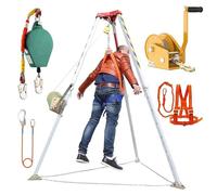 Rescue Tripod System with 1800 lbs Winch & 10m Fall Protection Aluminum Emergency Tripod Kits for Confined Space Rescue Derrick Crane for Wells & Sewers (2600 lbs Capacity)