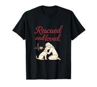 Rescued and Loved Rescue Dog Paw Novelty Art T-Shirt