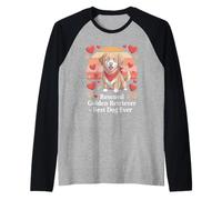 Rescued Golden Retriever Best Dog Ever Hearts Raglan Baseball Tee