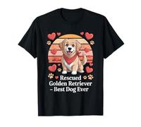 Rescued Golden Retriever Best Dog Ever Hearts T-Shirt