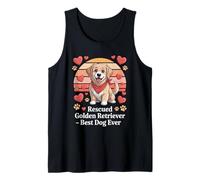 Rescued Golden Retriever Best Dog Ever Hearts Tank Top