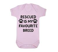Rescued is My Favourite Breed Paws Shelter Adopt A Pet Cute Baby Grow Vest, 6-12 Months, Pastel Pink