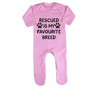 Rescued is My Favourite Breed Paws Shelter Adopt A Pet Cute Baby Romper Jumpsuit with feet, 3-6 Months, Pastel Pink