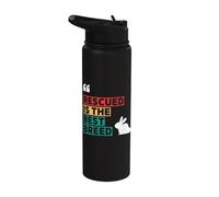 Rescued is The Best Breed, Rabbit Bunny Adoption Stainless Steel Insulated Water Bottle