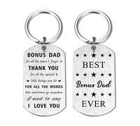 Resdink Bonus Dad Fathe's Day Gifts for Men- I Love My Stepdad Step Father Birthday Christmas Keychain, Bonus Dad, 2 * 1.1inch