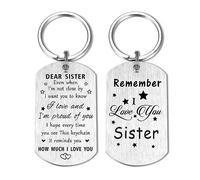 Resdink Sister Valentines Day Keychain Gifts - to My Dear Sister, I Love You Sister Birthday Key Chain, Best Graduation Gifts for Our Sister Proud of Sister Teen Girl, Present for Adult Sister,