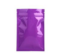 Resealable bag 50pcs Glossy Colors Double Sided Metallic Zip Lock Flat Pouches Aluminum Foil Small Gift Snack Food Mylar Package Bag(Purple,7x10cm)