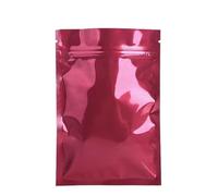 Resealable bag 50pcs Glossy Colors Double Sided Metallic Zip Lock Flat Pouches Aluminum Foil Small Gift Snack Food Mylar Package Bag(Red,10x15cm)