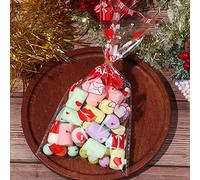 Resealable Cellophane Bags Cookie Heart-shaped Printed Poly Candy for Dessert Party Treats Bakery Soap Treat Bags for Candy Christmas Halloween Birthday Party Trick or Treating Party