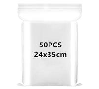 Resealable Clear Plastic Bags 9.4x13.7"(24x35cm) Large Sealable Grip Seal Bags Ziplock Bags Storage Bag Press Seal Bags Transparent Polythene Pouches For Kitchen Office Crafts Stationery,50PCS