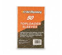 Resealable Sleeves for Toploaders Pack 50 - 86 x 110 mm + Adhesive Flap 25 mm - Dust and Anti-Scratch Protectors for Trading Cards - Friki Monkey