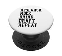 Research, Mock, Draft, Repeat Fantasy Football League Sports PopSockets Adhesive PopGrip