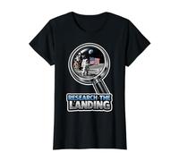 Research The Landing Moon Conspiracy Doubts Value Graphic T-Shirt, Women, Black, L