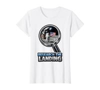 Research The Landing Moon Conspiracy Doubts Value Graphic T-Shirt, Women, White, L