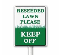 Reseeded Lawn Please Keep Off Yard Sign With Stake, Keep Off Grass Sign for New Lawn Garden Farm, 12x15CM Sturdy Rust Free Aluminum Weather Easy Mounting
