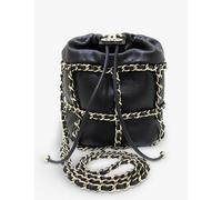 Reselfridges Black Pre-loved Chanel Chain Leather Bucket Cross-body Bag