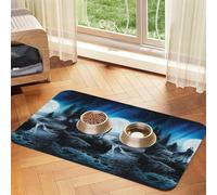 Resentment Of The Wolf,Waterproof Pet Feeding Mat,Cat Dog Placemats for Food and Water, PU Leather Food Mats,40x60cm