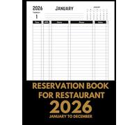 Reservation Book for Restaurant 2026: 1 Page per Day with Space for 30 Reservations , From 1 January to December 2026 ( 365 Day )