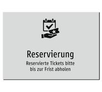 Reservation - Please pick up reserved tickets by the deadline - Sticker A2: 594 x 420 mm - With Graphic and Text