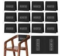Reserved Chair Signs Church Pew Reserved Sign Seating Placeholder with Printed Words for Weddings Parties Celebrations Receptions Church or Event(Black, White,12 Pcs)