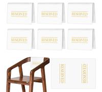 Reserved Chair Signs Church Pew Reserved Sign Seating Placeholder with Printed Words for Weddings Parties Celebrations Receptions Church or Event(White, Gold,6 Pcs)