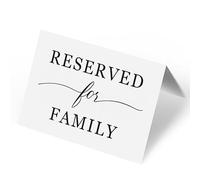 Reserved For Family Seating Signs 10 Pack | Elegant 4" x 6" Reserved Table Signs for Wedding Reception Restaurant Party