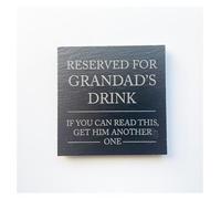 Reserved For Your Favorite Person's Drink - Slate Coaster - Laser Engraved - 10cm x 10cm With Protective Pads - Mum Dad Grandad Grandma Any Name You Like (Grandad)