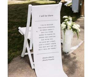 Reserved Memorial Chair Sign Personalized - Cotton Linen Wedding Seating in Loving Memory - Custom Fabric Banner (50x152cm)