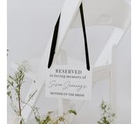 Reserved Memorial Wedding Chair Sign Personalized,Empty Seat Sign Wedding,Reserved in Memory Sign,In Loving Memory Sign Gifts for Loss of Loved for Wedding (White)