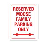 Reserved Moose Family Parking Only Tin Sign Warning Aluminum Sign 12x16in Fade Resistant Wall Plaque Poster for Home Bar Cave Home Pubs Club