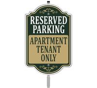 Reserved Parking Apartment Tenants Only Sign Private Property 12" x 8" With 35" Long Metal Stake With Stand Aluminum Outdoor Use Yard Business