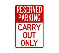 Reserved Parking Carry Out Only Metal Warning Sign with Easy Install for Indoor Outdoor Security, Business Office Home Garden Street Decor 20 x 30 cm