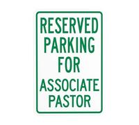 Reserved Parking For Associate Pastor Metal Warning Sign with Easy Install for Indoor Outdoor Security, Business Office Home Garden Street Decor 20 x 30 cm