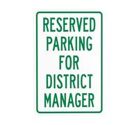 Reserved Parking For District Manager Metal Warning Sign with Easy Install for Indoor Outdoor Security, Business Office Home Garden Street Decor 20 x 30 cm