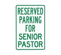 Reserved Parking For Senior Pastor Metal Warning Sign with Easy Install for Indoor Outdoor Security, Business Office Home Garden Street Decor 20 x 30 cm