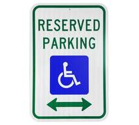 Reserved Parking Handicap Sign Bi-Directional Arrow Plaque with 3M Engineer Grade Prismatic Reflective Sheeting on 0.08 Gauge Aluminium 12x18 inch