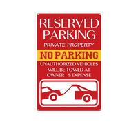 Reserved Parking Sign 8"x12", Private Property, No Parking, Unauthorized Vehicles Will be Towed at Owner's Expense Aluminum Signs for Home Office Bar Club Shopping Mall Yard Outdoor Parking