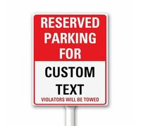 Reserved Parking Sign, Custom Parking Signs for Business, Violators Will Be Towed Away, Personalized Signs for Outdoor, 12x15 CM Sturdy Aluminum With Stake (Red)
