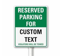 Reserved Parking Sign, Custom Parking Signs for Business, Violators Will Be Towed Away, Personalized Signs for Outdoor, 20x30 CM Sturdy Aluminum With Stake (Green)