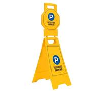 Reserved Parking Sign - Yellow Plastic Foldable Floor Sign | Dual Warning Private Parking Type A Freestanding