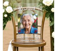 Reserved Photo Memorial Sign, In Loving Memory Plaque, Wedding Tribute & Decoration, Wedding Chair Sign, Sympathy Plaque (Transparent)