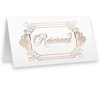 Reserved Signs for Wedding, 20-Pack, Reserved Table Cards, Rose Gold Foil, Seating Signs, for Party, Tent Place Cards for Table, with Space to Write, VIP, Double Sided Reserved Rose 7