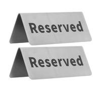 Reserved Table Signs, Stainless Steel Double Sided Table Top Sign Reserved Seating Signs Metal Sign Silver Tabletop Card Sign for Cafe Party Wedding Hotel (Reserved)