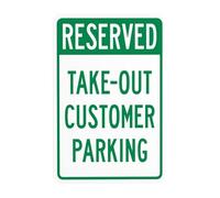 Reserved Take Out Customer Parking Metal Warning Sign with Easy Install for Indoor Outdoor Security, Business Office Home Garden Street Decor 20 x 30 cm