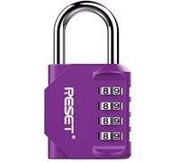 RESET-060 4-Digit Padlock, 31 mm Shackle Clearance, Purple, 1-Pack | One resettable 4-digit padlock; 31 mm clear height, 20 mm inside width and 6 mm shackle diameter.