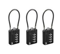 RESET-200 (3 Pack) 4 Digit Combination Cable Padlock with 12 cm Flexible Cable, Small Lock for Locker, Luggage, Backpack, Cabinet, Gym Bag, Toolbox, Travel - Black