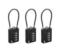 RESET-200 4-Digit Combination Cable Padlock, 3 mm, 12 cm, 3 Pack | Includes 3 locks. 12 cm measures cable only, not the lock body; the 3 mm cable and end fitting must pass each opening.