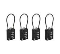 RESET-200 4-Digit Combination Cable Padlock, 3 mm, 12 cm, 4 Pack | Includes 4 locks. 12 cm measures cable only, not the lock body; the 3 mm cable and end fitting must pass each opening.